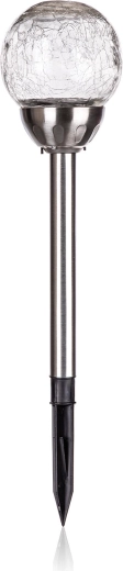 Solárna záhradná lampa s praskanou sklenenou guľou 10 cm, nerez, 2 LED