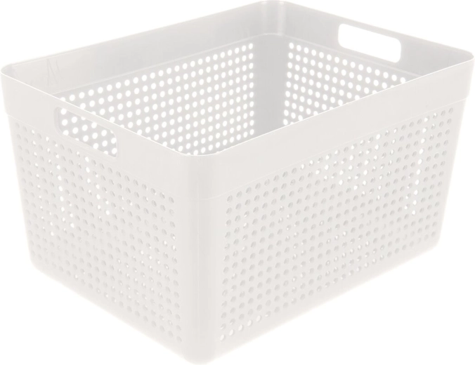 Úložný košík Terra z plastu (UH) biely 33,5 × 25 × 19 cm