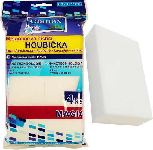 Melamínová nano čistiaca hubka 10 × 6 × 2,5 cm (4 ks)
