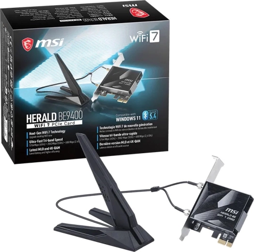 MSI Herald BE9400 Wi‑Fi 7 PCIe sieťová karta
