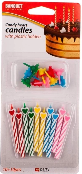 Srdcové sviečky 10+10 ks