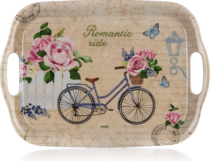 Melamínový servírovací táck Romantic Ride 36 × 25,5 cm s úchytmi