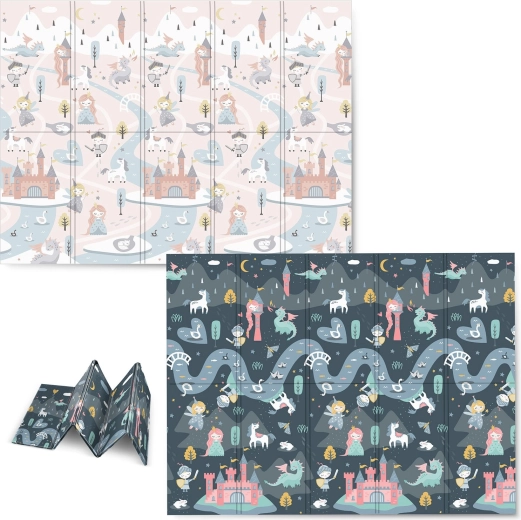 Skladacia penová podložka NUKIDO 200 × 150 × 1 cm, obojstranná rozprávková