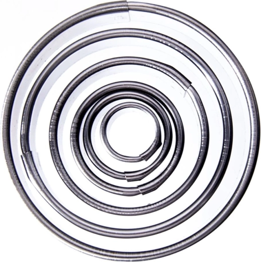 Sada vykrajovačiek na sušienky z nehrdzavejúcej ocele – kruhy 1,3–5,2 cm, 5 ks