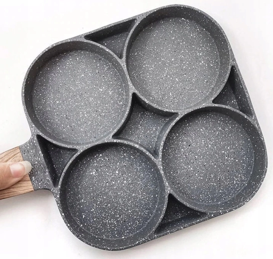 Panvica na vajcia a lievance na indukciu aj plyn so 4 sekciami s nepriľnavým povrchom