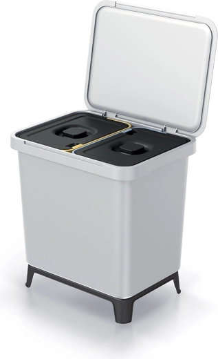 Dvojkomorový odpadkový kôš 2×10 l, popolavá