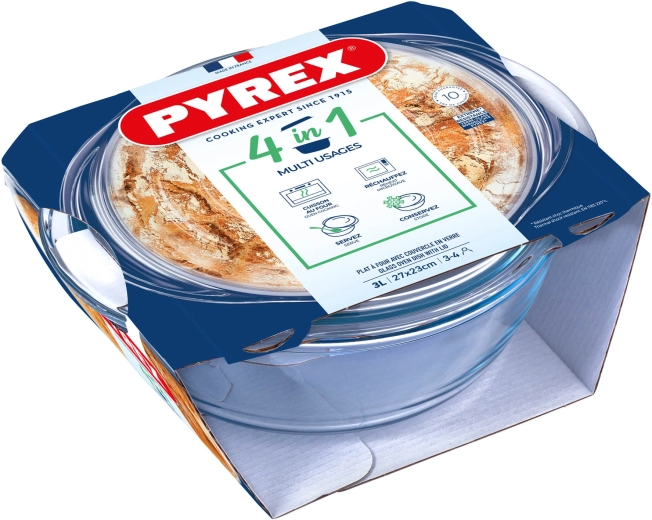 Guľatá zapekacia misa s vekom 3 l PYREX sklo