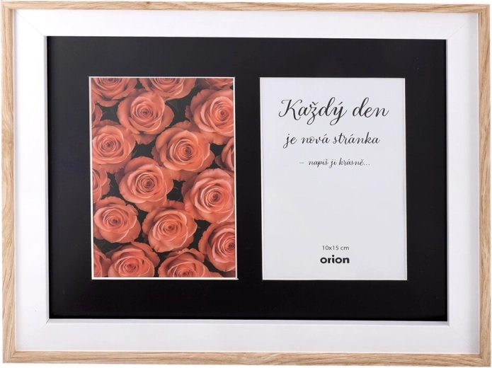 Drevený fotorámik – koláž na 2 fotografie 10 × 15 cm béžový 24 × 29 cm