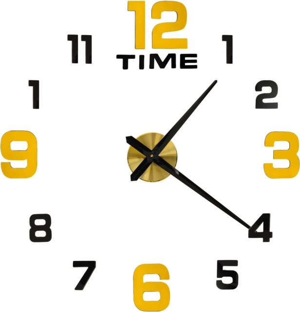 Nástenné samolepiace hodiny DIY 100–120 cm, čierno‑zlaté, 12 číslic