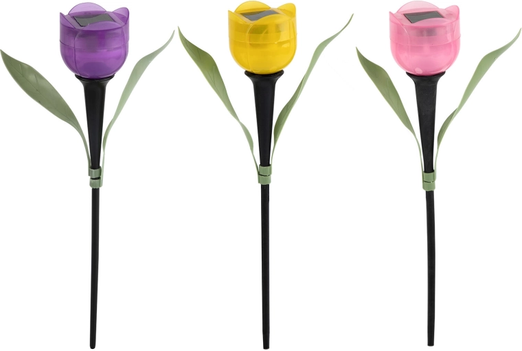 Solárna záhradná lampa tulipán s LED, mix farieb
