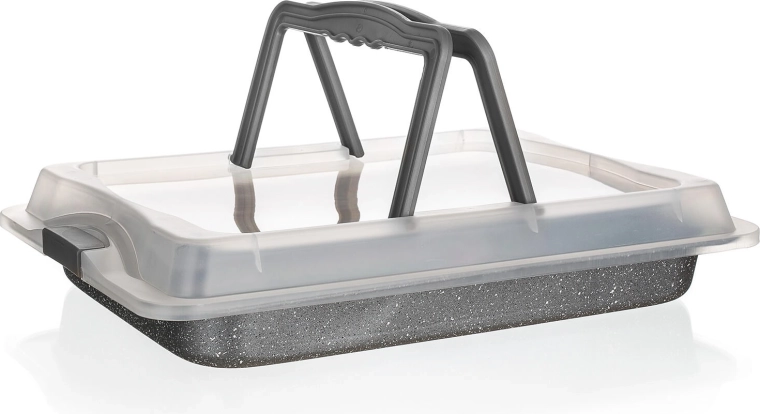 Banquet Granite plech na pečenie s plastovým vekom 42 × 29 × 4,5 cm