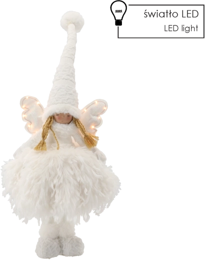 Biely stojaci anjel s LED osvetlením 50 cm