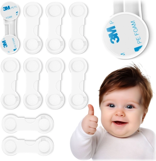 Detské bezpečnostné zámky na skrinky RICOKIDS, biela, sada 10 ks