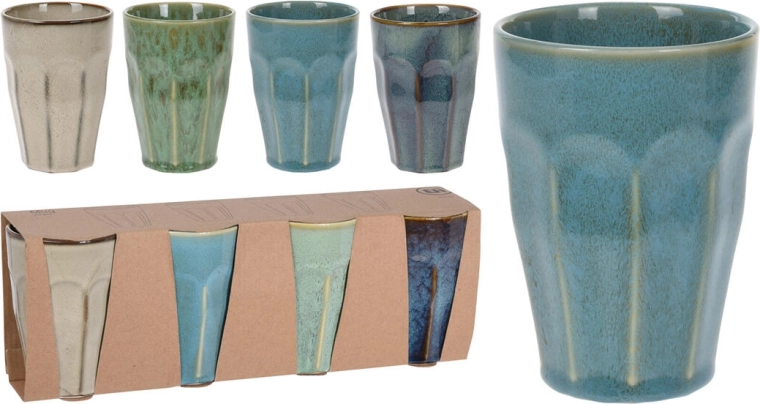 Porcelánový hrnček bez uška 330 ml – mix farieb (4 ks)