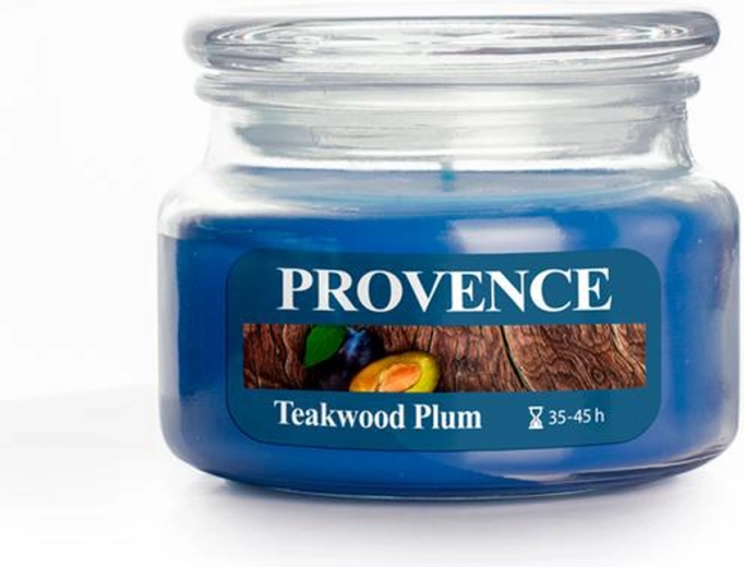 Vonná sviečka v skle Provence teakové drevo a slivka 45 h