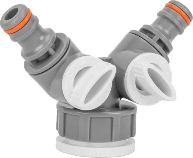 Plastová rozdvojka s ventilmi pre 2 rýchlospojky 1" a 3/4" WHITE LINE