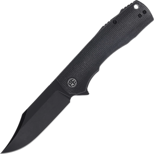 Petrified Fish Victor PFP03DMW vreckový nôž 9,1 cm, Black Stonewash, čierny, Micarta