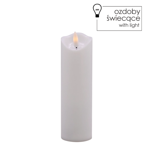 Biela LED sviečka s mihotavým plameňom 5 × 17,5 cm