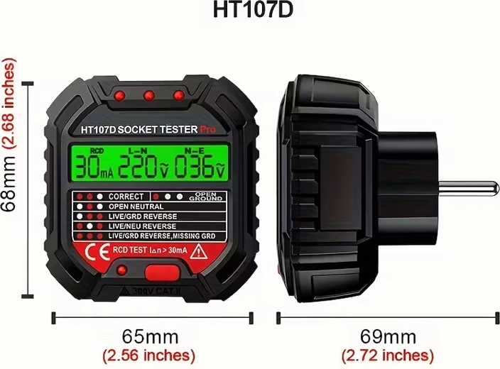 Tester napätia zásuvky s LCD a testom RCD HABOTEST HT107D