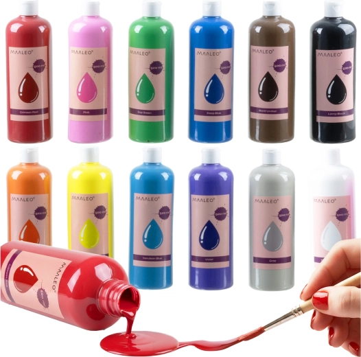 Plagátové farby Maaleo 12 × 500 ml – 12 ks