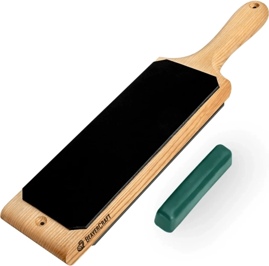 BeaverCraft obojstranný kožený obtahovací remeň s leštiacou pastou