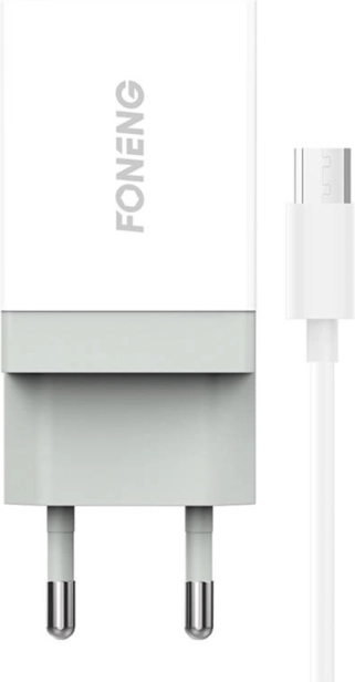 Rýchla sieťová nabíjačka FONENG 10,5 W, 1× USB, s káblom micro USB – biela