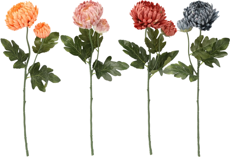 Umelá vetvička chryzantémy s dvoma kvetmi 64 cm (mix farieb)