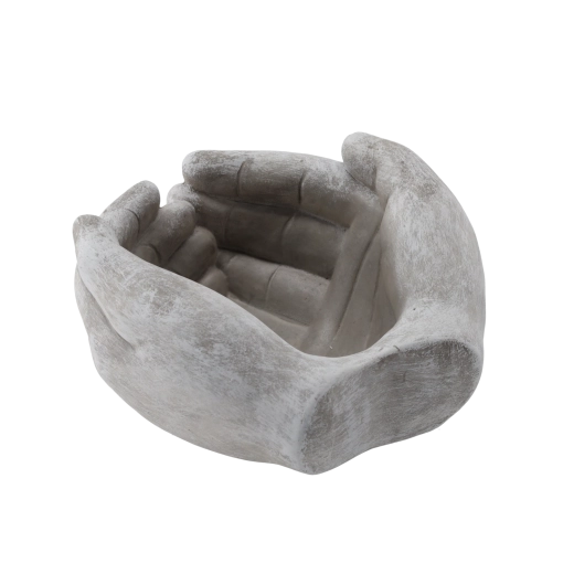 Cementový kvetináč v tvare rúk sivý 20 × 20 × 11,5 cm