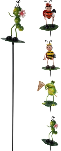 Záhradný zápich zvieratko na liste 56 cm, kov, mix druhov