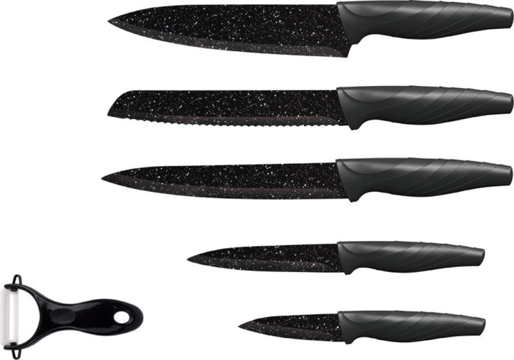 Súprava kuchynských nožov TORO 5 ks s mramorovým nepriľnavým povrchom + keramická škrabka