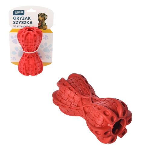 Žuvacia hračka pre psy v tvare šišky s priestorom na maškrty