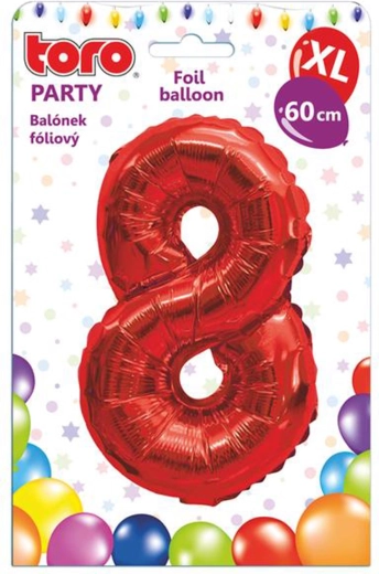 Fóliový balónik číslica 8, 60 cm, červený