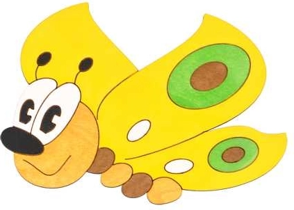 Stredná drevená dekorácia motýľ žltý