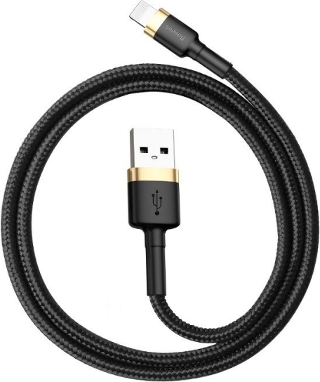 Baseus Cafule kábel USB–Lightning 1 m, 2.4 A, čierno‑zlatý pletený