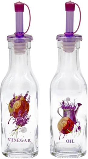 Sklenené fľaše na olej a ocot TORO 180 ml – levanduľa, 2 ks