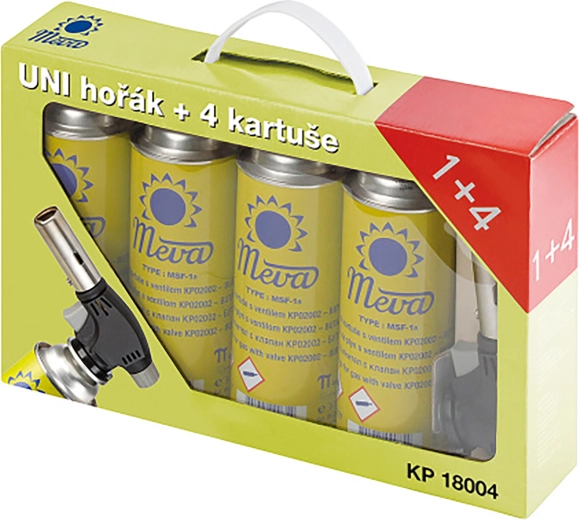 Univerzálny plynový horák 360° s piezo zapaľovaním + 4 kartuše