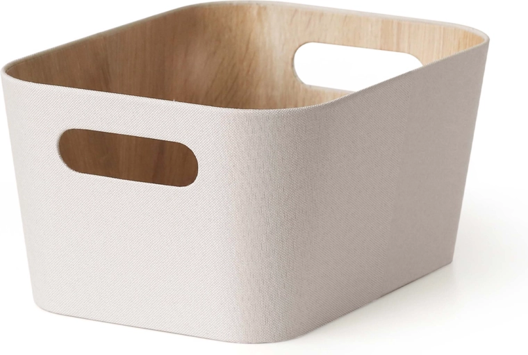Úložný kôš krémovo biely z papiera a lepenky 23 × 30,5 × 15,2 cm