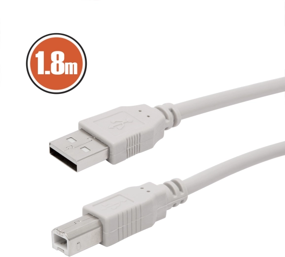USB 2.0 kábel pre tlačiarne a skenery, 1,8 m, sivý
