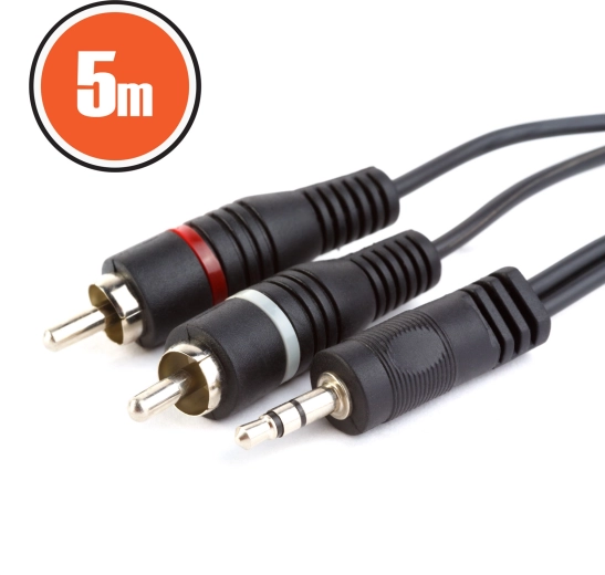 Audio kábel RCA na 3,5 mm stereo jack, 5 m