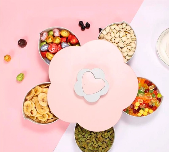 Servírovacia nádoba v tvare kvetu na orechy, sladkosti - ružová