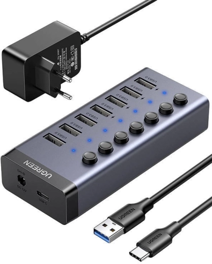 UGREEN USB hub 7v1 USB-C so 7× USB 3.0 a rýchlym nabíjaním - 1 kus