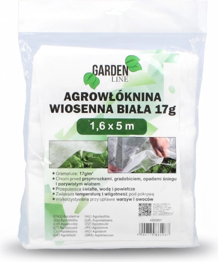 Záhradná netkaná textília jarná biela 1,6 × 5 m, 17 g/m²