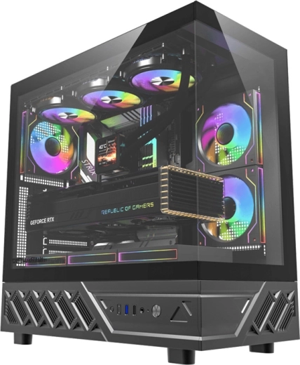 Počítačová skriňa DarkFlash DS950 čierna s panoramatickým sklom a 6 ventilátormi