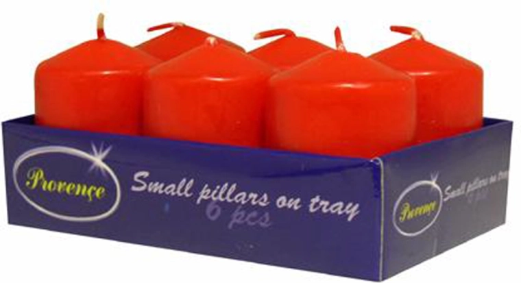 Sada červených valcových sviečok 6 ks 3,8 × 5,5 cm