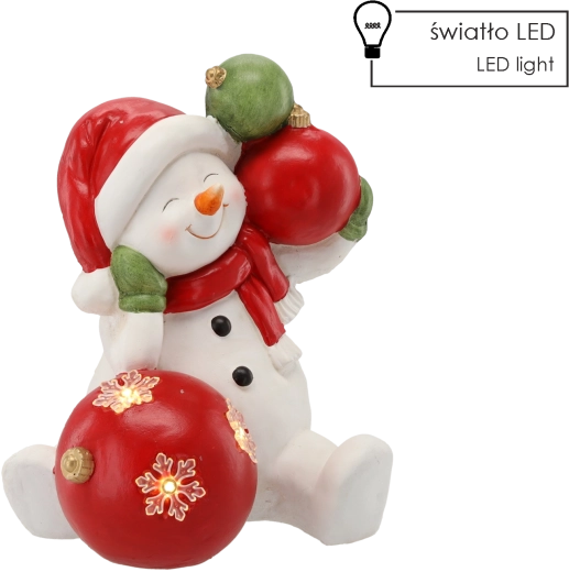 Vianočná figúrka snehuliaka s guľôčkami LED