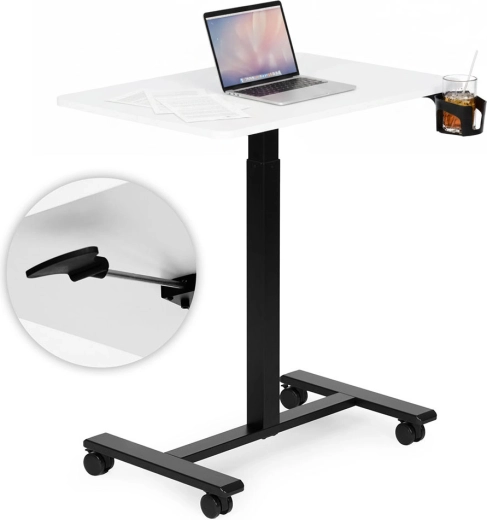 Mobilný výškovo nastaviteľný stolík na notebook ModernHome 70 × 48 cm biely