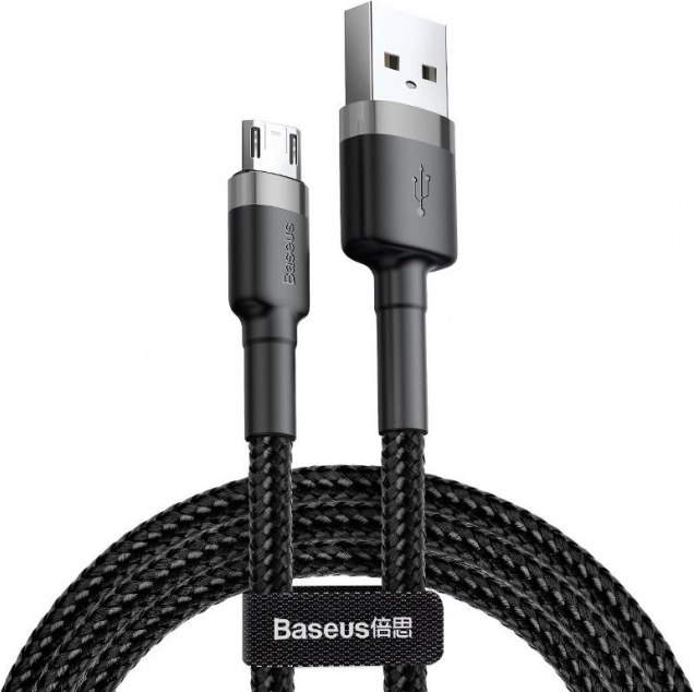 Baseus Cafule kábel USB-A na Micro USB 1 m, 2,4 A, sivá‑čierna