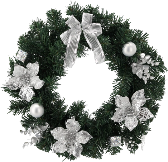 Strieborný vianočný veniec 40 cm