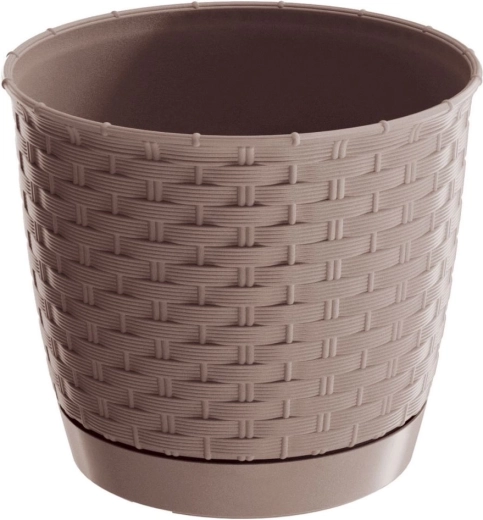 Kvetináč Ratolla Round 19 cm mocca s integrovanou miskou
