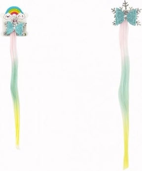 Spona do vlasov vločka s dúhovým príčeskom a mašľou